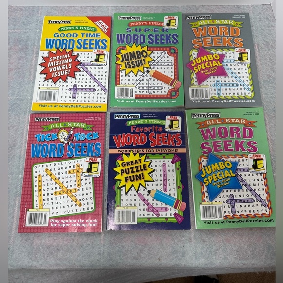 Set of 6 Penny Press Word Seek Puzzle Books - Picture 1 of 4